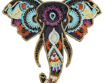 HOOK Ganesha XL - Iron-on Embroidered Sequin Applique