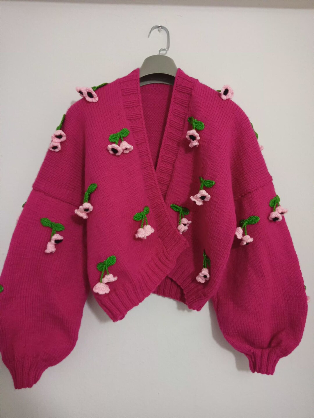 Vintage pink floral cardigan long sleeve main image 0