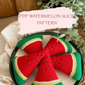 watermelon, watermelon slice,  Crochet watermelon  , Crochet watermelon Pattern , Amigurumi watermelon Slice Pattern , PDF Crochet Pattern