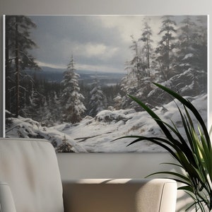 Winter Landscape Digital Painting, Snowy Forest Scenery, Printable Wall ...
