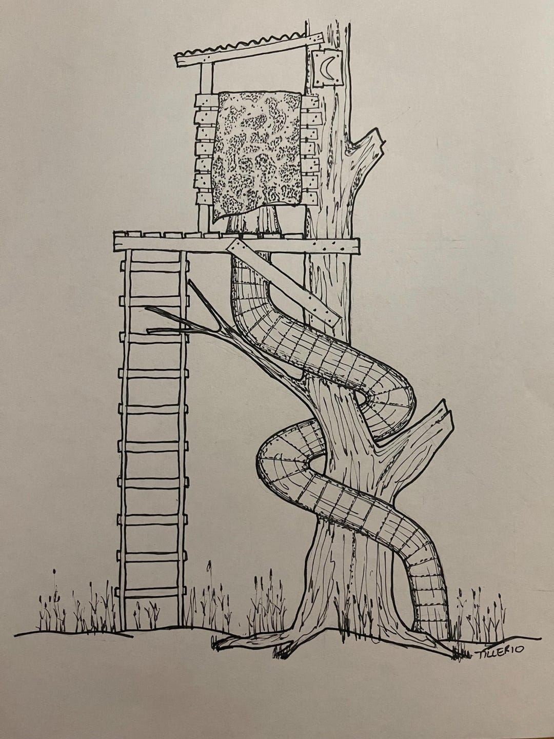 Pen and Ink Drawing - Hunting Blind Outhouse - Etsy