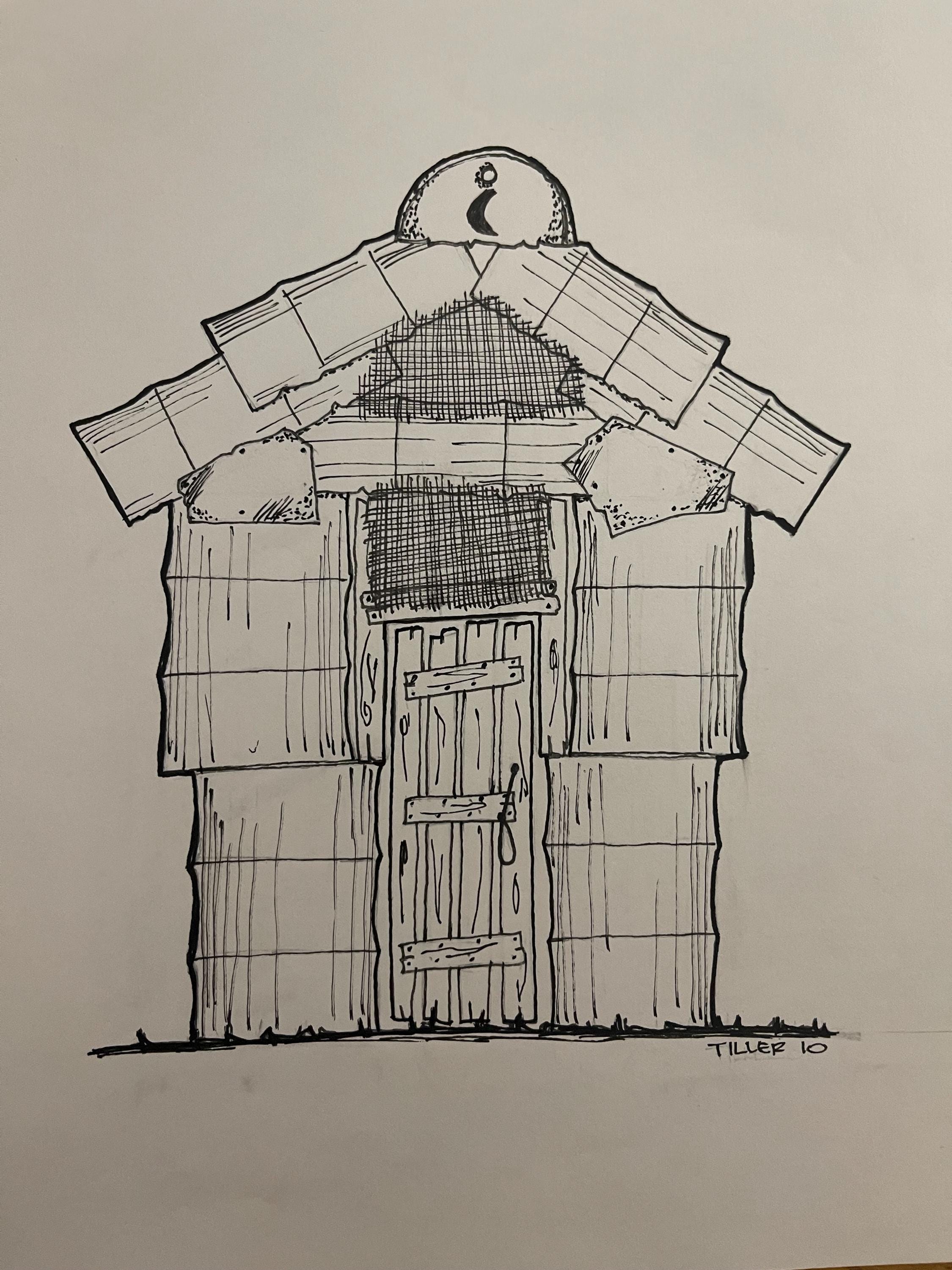 Pen and Ink Drawing - Barrel Outhouse - Etsy