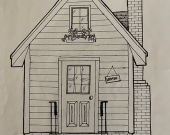 Outhouse Pen and Ink Drawing