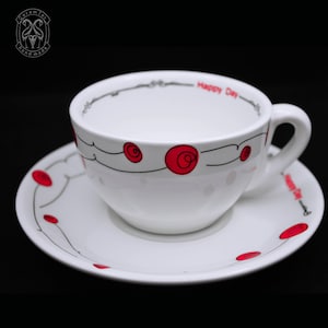 Porzellan Tasse mit Untertasse (Tasse - 250ml, Untertasse - 15cm)