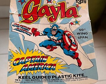 Vintage 1985 Gayla Captain America Keel Guided Plastic Kite NOS