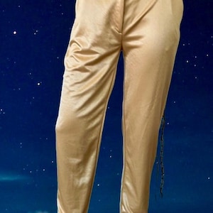 Vintage 1970’s • Gold  Satin Disco Pants  • Made In California but Emphasis • Excellent condition