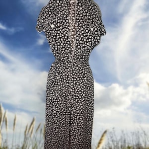 Vintage 1970’s • Mushroom Print • Brown Jumpsuit with waist tie belt • Unused •Excellent Condition