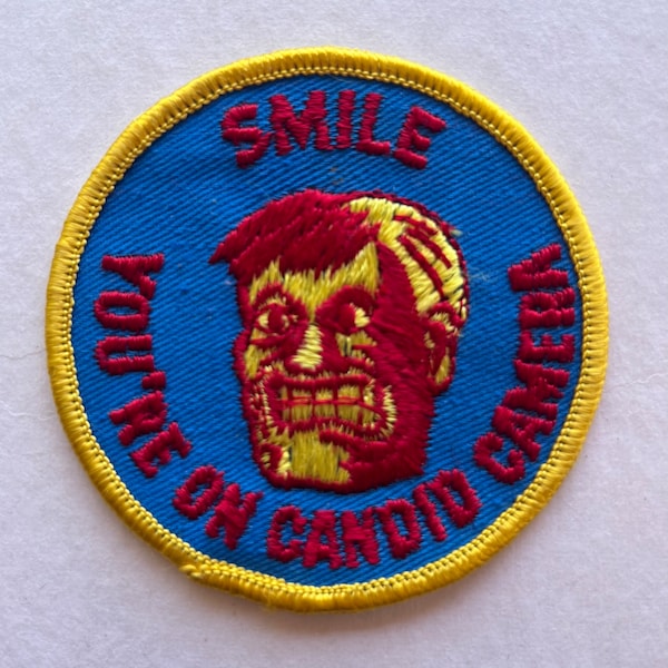 Vintage 1970’s • Smile You’re On Candid Camera • Embroidered Patch • NOS