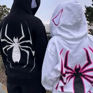 Spider zip up hoodie, Y2K zip up hoodie, vintage clothing, spider web zip up, zip up hoodie, Grunge clothing, harajuku clothing, graphic