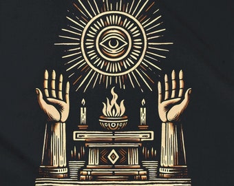ALTAR OF ILLUMINATION - T-Shirt (The Great Work, Pagan, Witchcraft, Occult Folk Art)