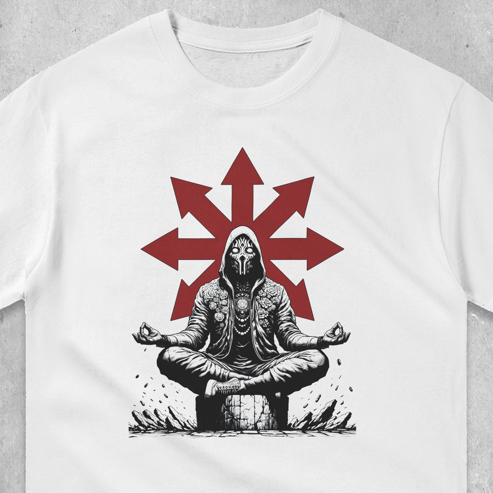 THE CHAOS MAGICIAN T-Shirt - Chaos Magick Occult Cyber Punk Shirt (White Shirt, 4 sizes)