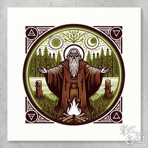 THE DRUID & The Elements - Illustration Art Print (30cm x 30cm)