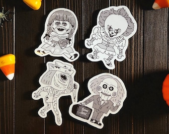 Halloween Vinyl Stickers, Horror Moive, Annabella, IT, SAW, Silent Hill, Water Bottle Sticker