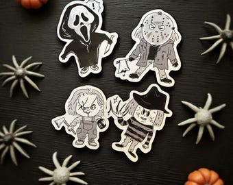 Halloween Vinyl Stickers, Horror Moive, Scream, Chucky, Friday the 13th, Freddy Krueger, Water Bottle Sticker
