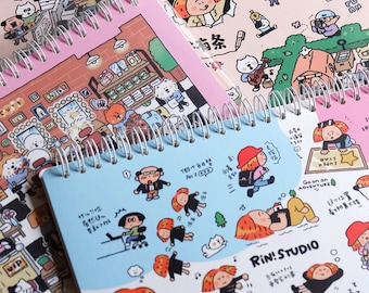 Reusable sticker book - Release stikcer notebook, Dogs, Cats, Kitchen, Study room