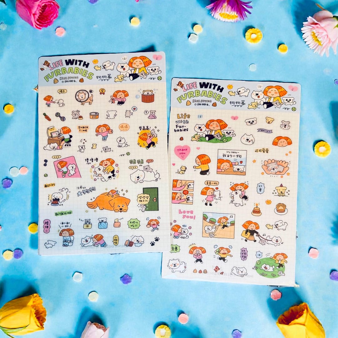 Fur Sticker Dog Stickers | Life With Fur Babies, Kawaii Journaling Stickers - Etsy