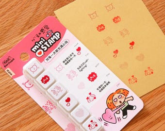 Mini 6 in 1 stamps - Heart - Portable size