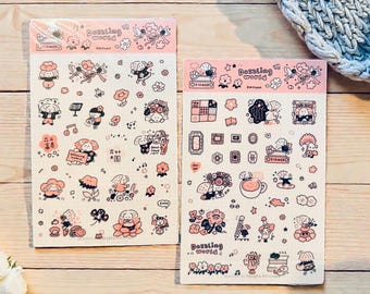 Flowers Sticker, Dazzling World Sticker, Monochrome Pink - RiN! Studio