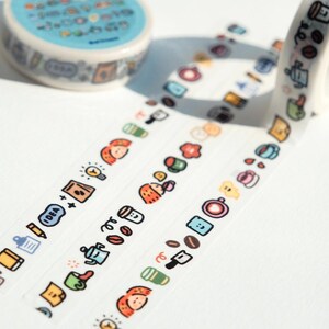 Kawaii Coffee Washi Tape: Mini Emoji Stickers, Scrapbooking Craft Tape image 7