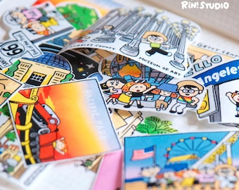 Los Angeles Washi Tape or Sticker Sheet - RiN Studio Kawaii Stationery