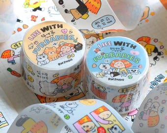 Dog Washi Tape | Life with Fur Babies, Kawaii Journal Tape
