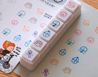 Mini 6 in 1 stamps - Weather - Portable size
