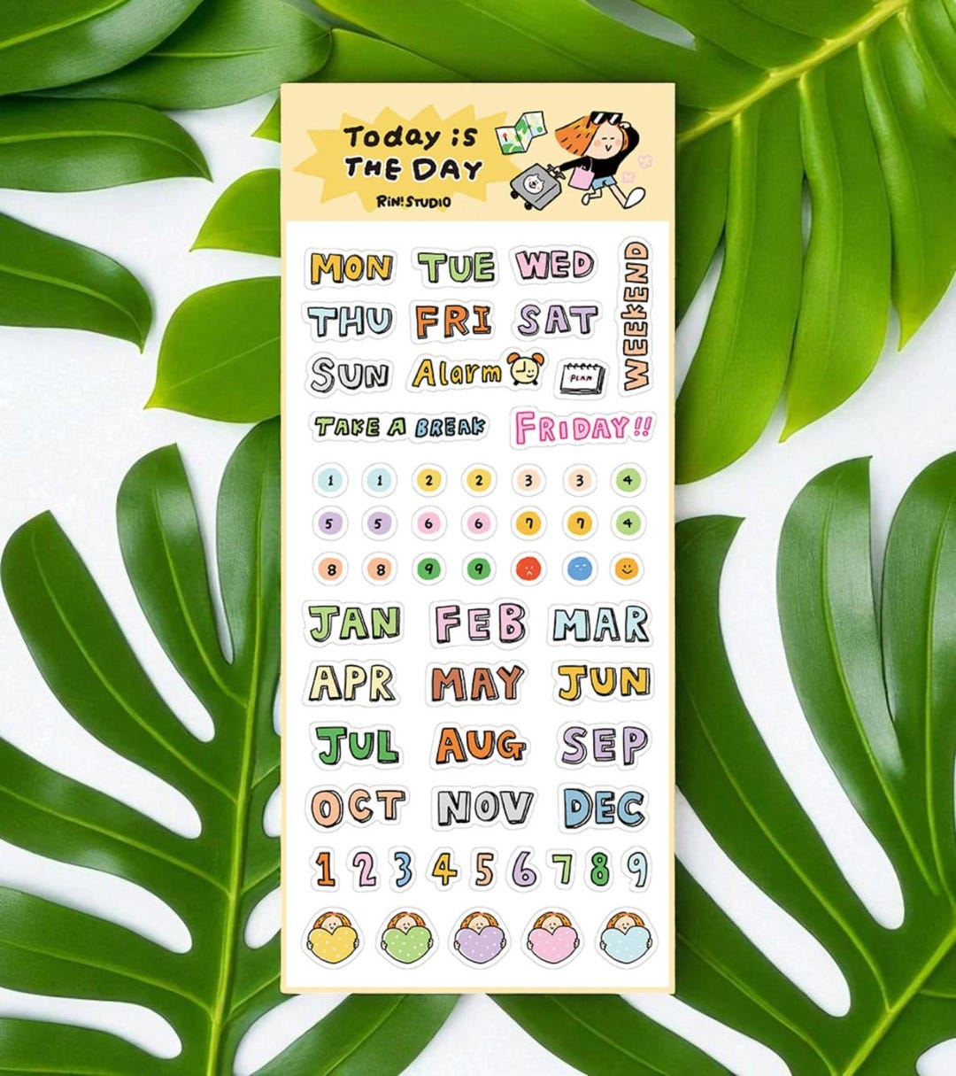 Kawaii PVC Stickers: Today is the Day, Number Date Week Sticker - Etsy