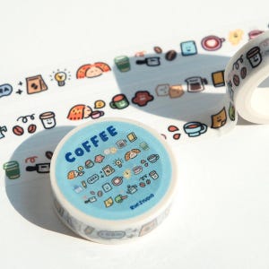 Kawaii Coffee Washi Tape: Mini Emoji Stickers, Scrapbooking Craft Tape image 6