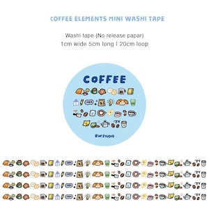 Kawaii Coffee Washi Tape: Mini Emoji Stickers, Scrapbooking Craft Tape image 3