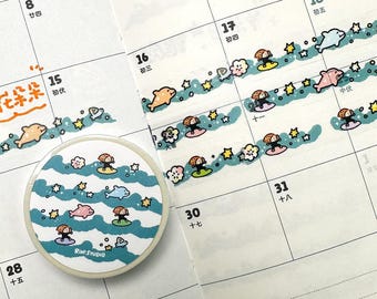 Wave mini Washi Tape - Surfing Beach decoration tape RiN! Studio