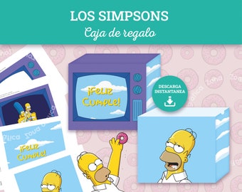 Caja de regalo de Los Simpsons, Caja tv Los Simpsons, Caja imprimible de Los Simpsons, Tv Los Simpsons, Caja de regalo