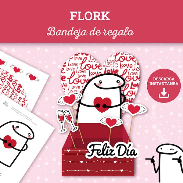 Bandeja de Regalo Flork, Regalo de Pareja, Plantilla Imprimible, Flork Enamorado, Flork imprimible, Plantilla Flork, Flork enamorado