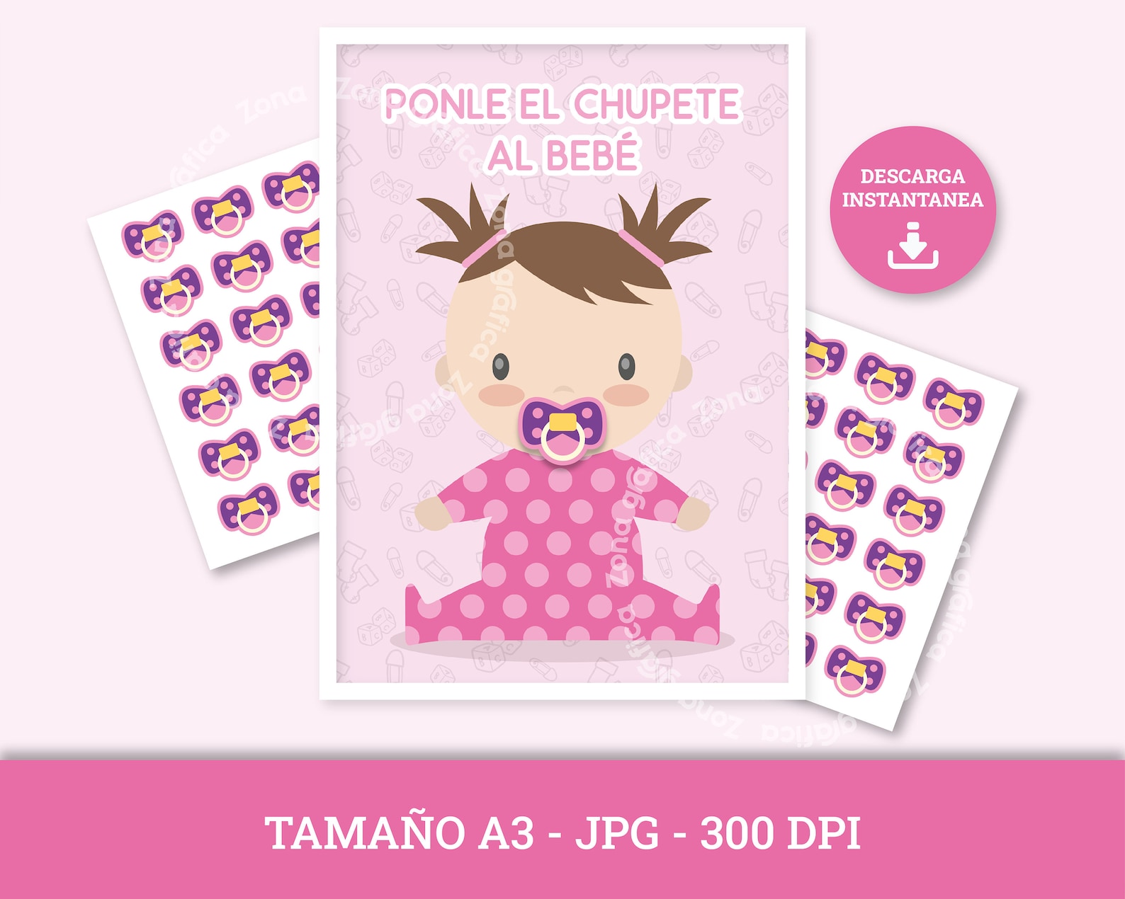 Juego Baby Shower, Ponle El Chupete Al Bebé, Juegos Baby Shower Español ...