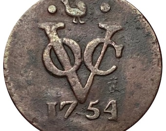 Rare 1754 Netherlands East Indies 1 Duit Zeeland C59