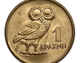 Coin Greece 1 Drachmai Owl 1973 AU-UNC