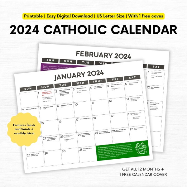 Catholic Liturgical Calendar 2024 Download Etsy UK