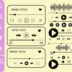 Music Player Svg Bundle| Music Player Display| Audio Control Svg| Play Buttons Svg| Music Player Png Cut File Instant Download