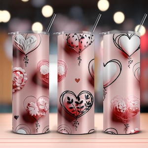 Valentine&#39;s Day Tumbler Wrap, Valentine Tumbler PNG, Hearts Designs, Hearts Tumbler Wraps, Digital Downloads, Valentine Sublimation Designs