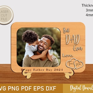 Fathers Day Photo Frame Svg, 3D Laser Cut Frame, Bonus Dad Svg, Gift For Dad, Fathers Day Gifts Svg, Frame File, Glowforge, Laser Ready.