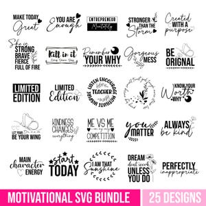 Inspirational Svg Bundle, Motivational Svg Bundle, Inspirational Quotes Svg, Self Love Svg, Kind Svg, Faith Svg, You Matter Svg, Cut File.
