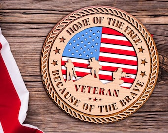 Veteran Plaque 3 Layer, Digital Files For Laser Engraving, Glowforge, Army Veteran, Veteran Ornaments, Veteran Vector SVG Design For Cricut.