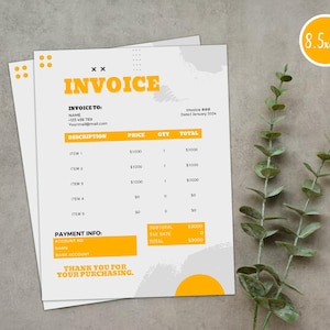 Invoice Template Digital Download, Editable PDF Minimalist Invoice, Small Business Word, Google Docs Invoice, Blank A4 Contractor Invoice.