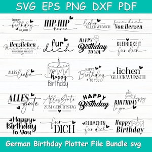 Plotterdateien SVG & PNG, Geburtstag Schriftzug, Cricut, Silhouette Designs, Geburtstag SVG Bundle, digitaler Download