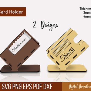 Business Card Holder Laser Cut Svg Files, Desk Card Holder Files, CNC Files, Vector Templates, Laser Project, Custom Gift Card Holder Svg. image 1