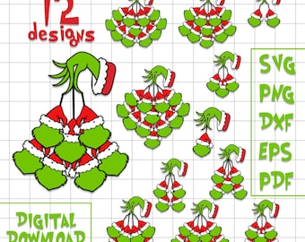 Grinch Hand Face SVG Bundle, Grinch Christmas Designs, 12 Grinchmas, Grinch Love, Grinch T-Shirts, Grinch PNG for Shirts, Digital Downloads.