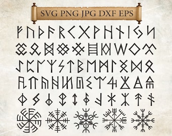 Runic Alphabets SVG, Runic Font, Runes SVG, Cricut Silhouette Font, Crypto Letters, Ancient Alphabet, Instant Download