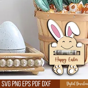 Porta soldi a forma di coniglietto pasquale in formato SVG, file di taglio laser per porta soldi a forma di coniglietto pasquale, file digitale tagliato al laser, porta soldi a forma di cestino pasquale, regalo di Pasqua.