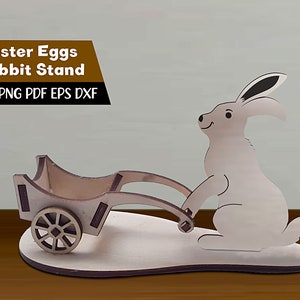 Ostereihalter Osterhase mit Ständer Glowforge SVG Laserschnittdateien, Ostergeschenk svg Laserdesign, Osterhase Vektor, Glowforge Ostern