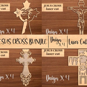 Jesus Cross Laser Cut File, Christian Art Decor, Faith SVG Jesus, Wooden Cross, Wall Decor Cross, Christian Ornaments & Vector DXF