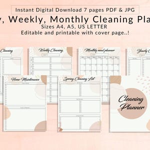 Cleaning Planner, Cleaning Checklist, Schedule, ADHD Cleaning Planner, Household Chores Chart, Digital Download, Colorful Planner Templates